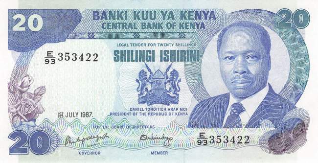 20 Shilingi 1987 p.21f vf